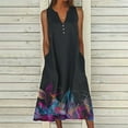 thumbnail image 2 of SEMPAI Summer Savings Summer Dresses Sundresses Sleeveless V-Neck Print Long Sundresses For Women 2025 Trendy for Birthday Women Dresses Up to 60% Off, 2 of 5