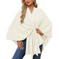 thumbnail image 2 of Tao Tao Women's Elegant Shawl Wraps Soft Open Front Poncho Sweater For Spring Fall Winter White, 2 of 4