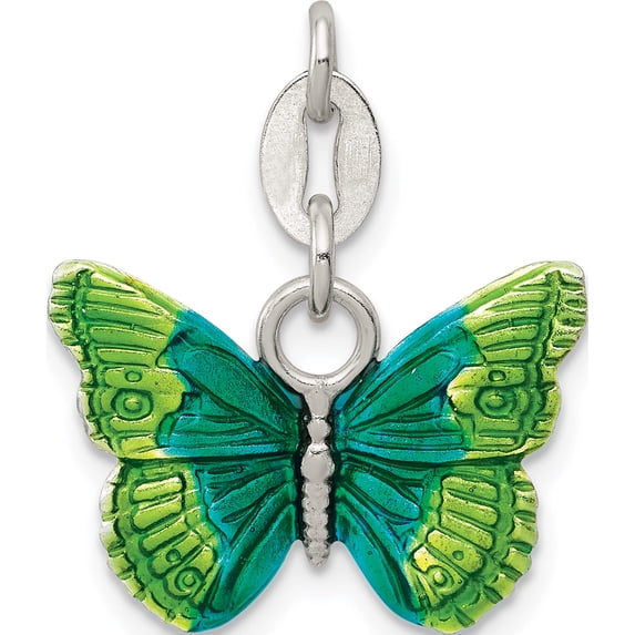 Sterling Silver Enameled Butterfly Charm (13 X 18) Made In India qp1166