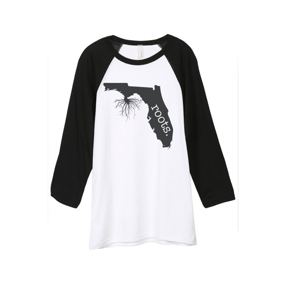 Thread Tank Home Roots State Florida FL Unisex 3/4 Sleeves Baseball Raglan White Black Small