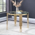 thumbnail image 3 of Modern Round Tempered Glass Dining Table with Stainless Steel Frame & Polished Gold Legs - Compact 8-Person Kitchen Dining Set, 3 of 5