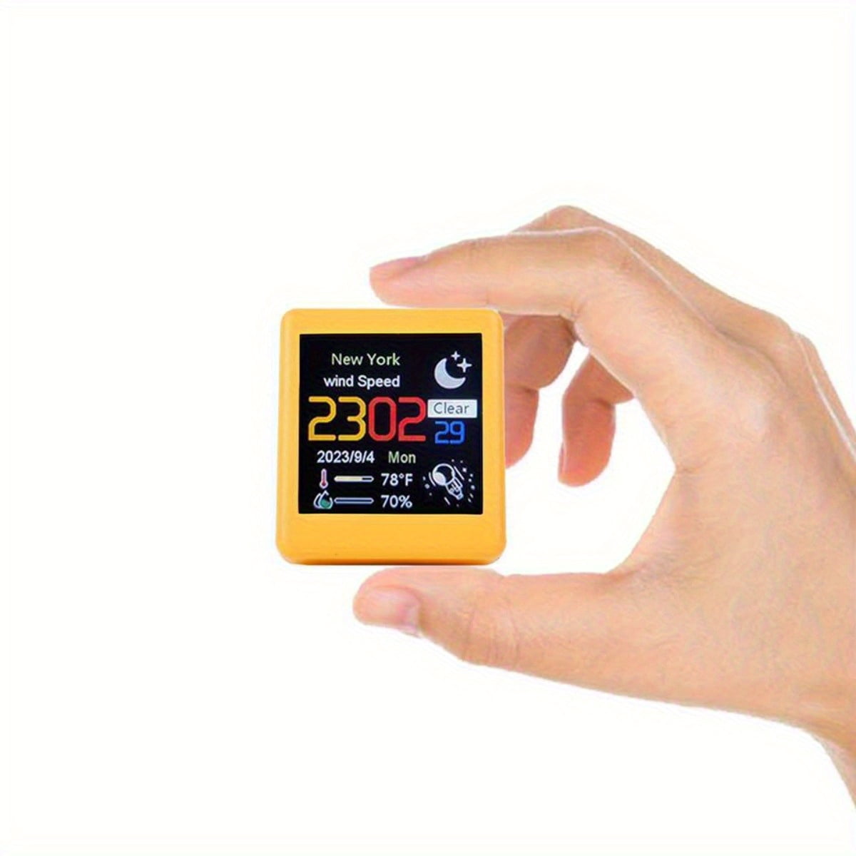 Mini WiFi Smart Weather Station Clock with Color Screen, Animation Display, Temperature Humidity Time Alarm, Desktop Decor for Home Game Room