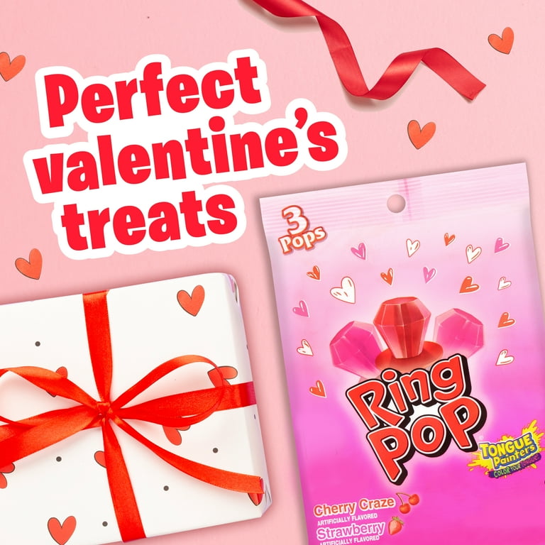 Ring Pop Kids Pack Candy: Valentine's Day Strawberry & Cherry