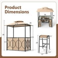 thumbnail image 3 of Costway 6.5 x 4 x 8 FT Grill Gazebo Set with 2 Bar Stools, Tempered Glass Bar Table Brown, 3 of 10
