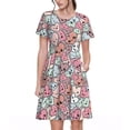 thumbnail image 1 of Kdxio Robe T-Shirt Décontractée pour Femmes Imprimé Cœurs Dessin Animé Manches Courtes d'Été avec Poches, 1 of 6
