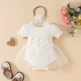 thumbnail image 5 of CAICJ98 Baby Girl Flower Dress Summer Romper Dresses for Toddler Girls Princess Birthday Wedding Party Tulle Dress White,12-18 Months, 5 of 7