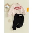 thumbnail image 3 of Bslissey Toddler Boys 2Pcs Valentine's Day Outfits Long Sleeve Letter Print Sweatshirt and Elastic Pants 3M 6M 12M 18M 24M 3T Infant Baby Boys Casual Daily Clothes, 3 of 10