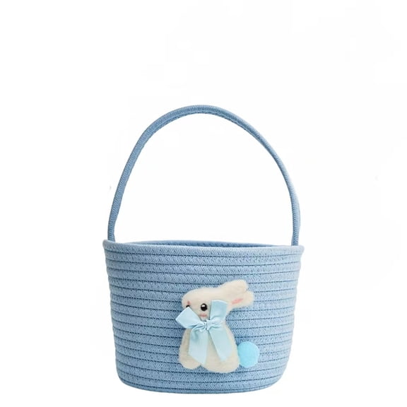 Easter Bunny Basket for Kids, Pink Easter Egg Hunt Basket with Handle, Cute Easter Candy Basket for Easter Gifts and Holiday Decorations