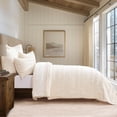 thumbnail image 3 of EVERGRACE Velvet Quilt King Size, Luxury Velvet Bedding Set, Ultra Soft Ruched Quilt Sets, Lightweight Comforter Vintage Textured Bedspread Coverlet with 2 Shams for All Season, Cream White, 3 of 8