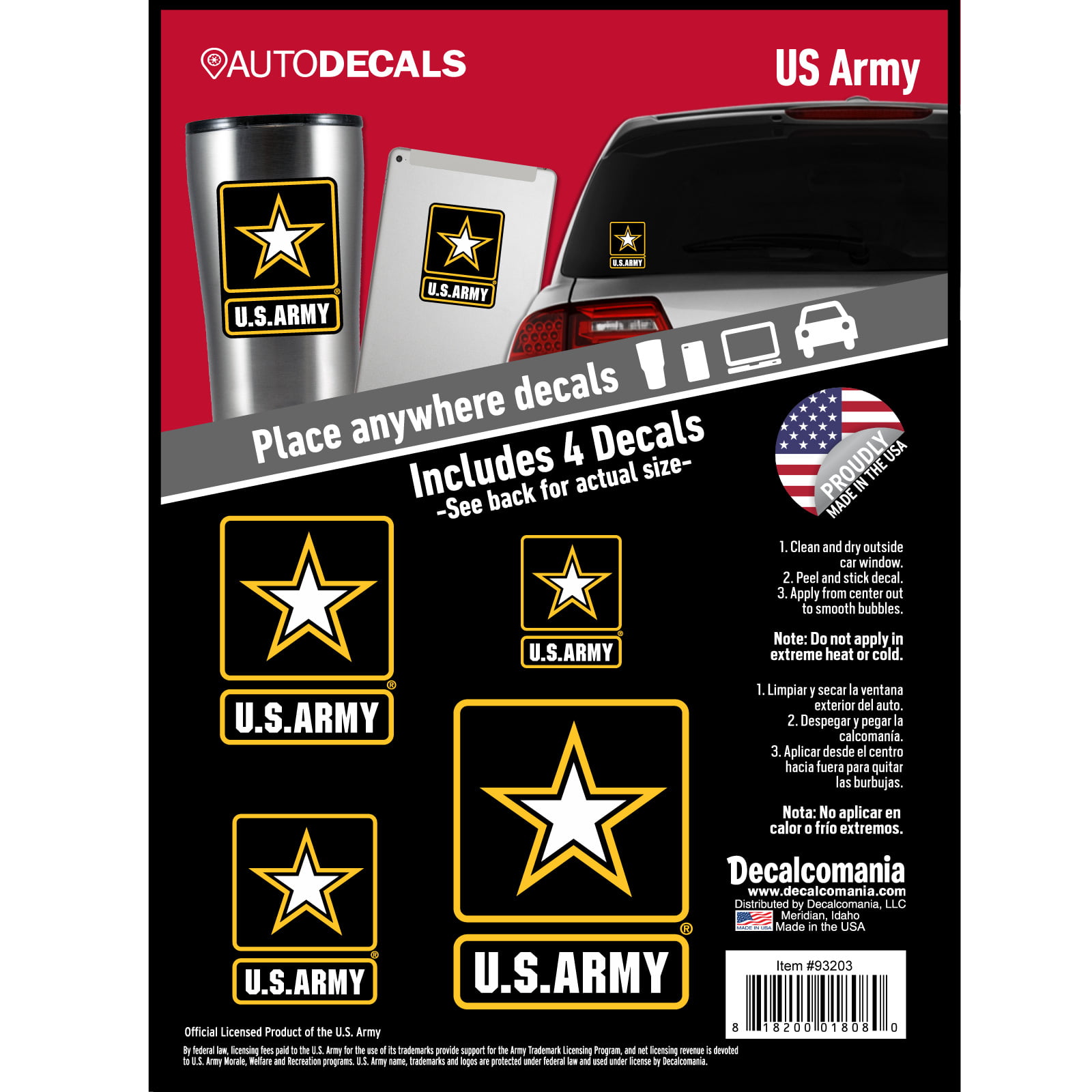 US Army Air Defense Artillery Proud Parents Car or Truck Window Decal Sticker