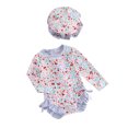 thumbnail image 3 of ESASSALY Infant Baby Girl One-Piece Swimsuit Floral Print Zipper Long Sleeve Ruffled Swimwear Bathing Suit, 3 of 8