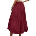 thumbnail image 2 of Besolor Women's Summer Boho Midi Skirt Tiered Ruffle Skirt Elastic Waist A-Line Flowy Beach Long Skirts with Pockets, 2 of 8
