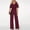 Wine, variant on Black*Friday Discounted Items under $5 GaThRRgYP Womens Pants,Women's Fashion Casual Solid Color Mesh Short Sleeve Wide Leg Trousers Jumpsuit