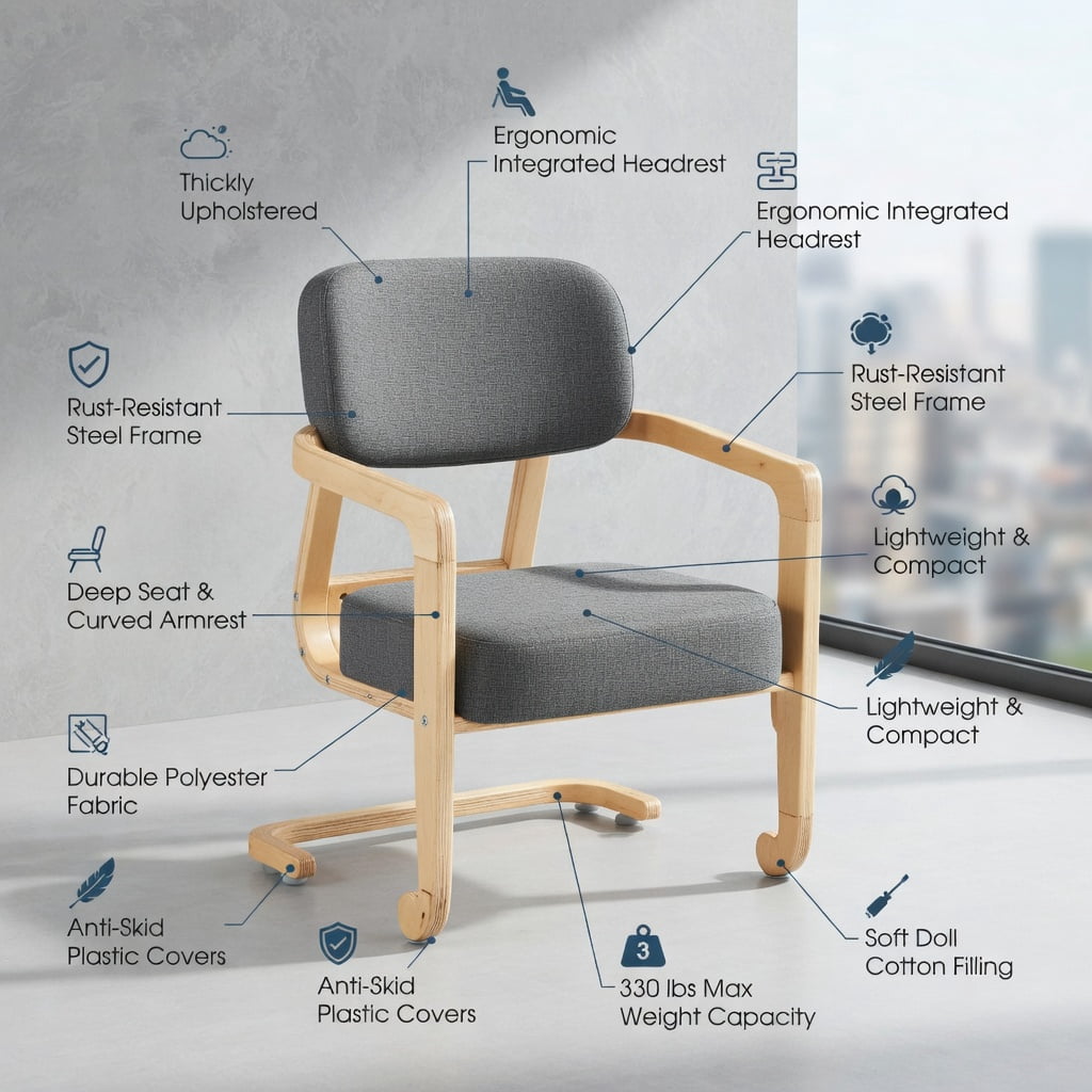 Demi Bonn Ergonomic Kneeling Chair Rocking Office Desk Stool Upright Posture for Home, Bedroom, Study, Gray