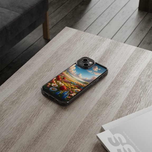 DistinctInk Hybrid (Acrylic / TPU) Clear Slim Fit Case for Apple iPhone 12 MINI (5.4" Screen) - "Spring Symphony: A Blooming Landscape"