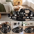 thumbnail image 6 of Coffee Black Large Area Rugs for Bedroom Living Room, Soft Non Slip Carpet Bedside Rug, Brown Beans Cup Dessert Drink Monochrome Round Floor Cover Kitchen Accent Rug 3.3' for Dining Room/Office, 6 of 9