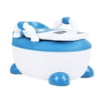 thumbnail image 1 of Bañito Entrenador Para Bebés Con Asiento Acojinado Y Tapa Azul, 1 of 5