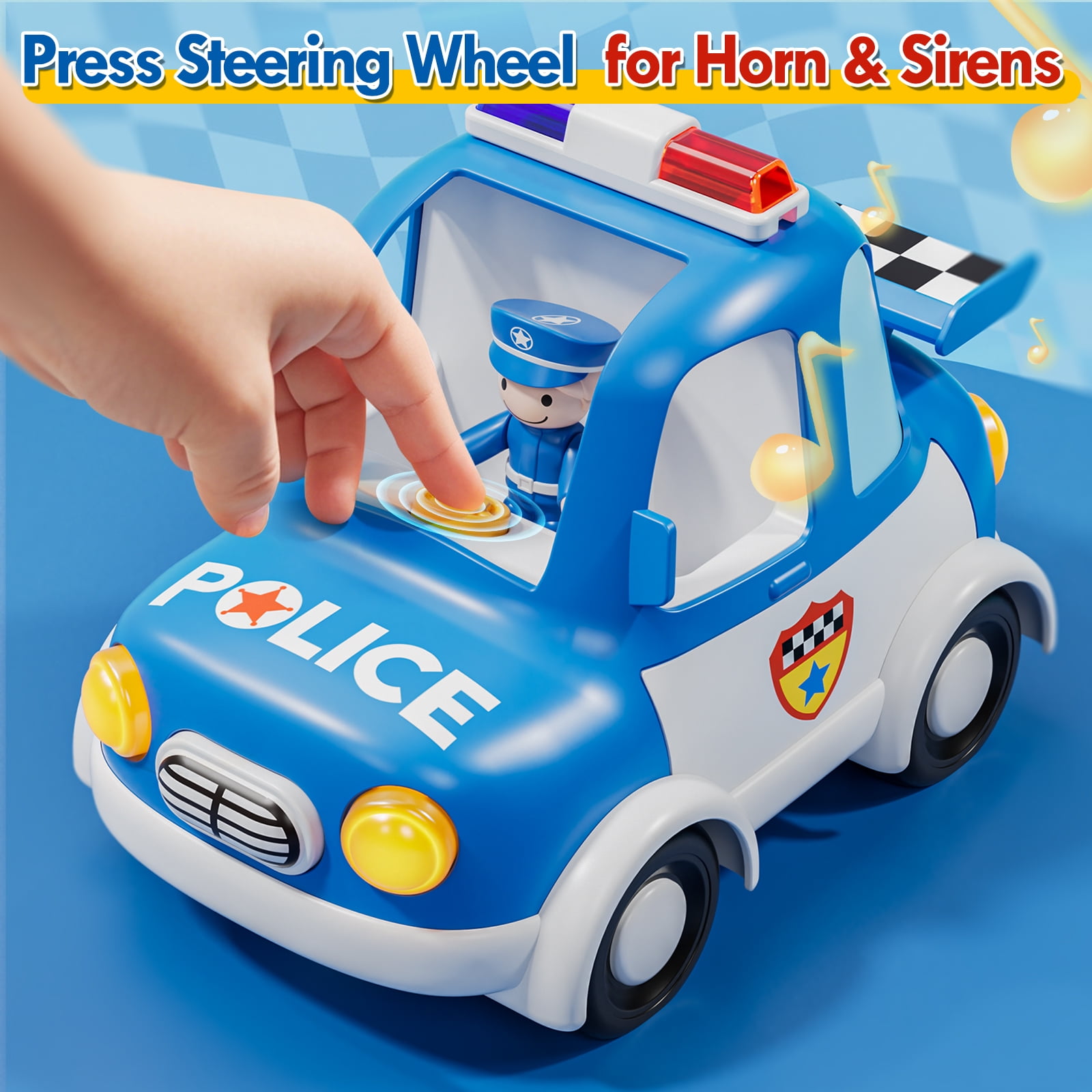 Toys for 2 Year Old Boys Toys, Rechargeable Remote Control Car for Toddler, Kids Toys Age 2 3 4 5, Police Car with LED Lights & Music, Gifts for Toddler Boys 18+ Months