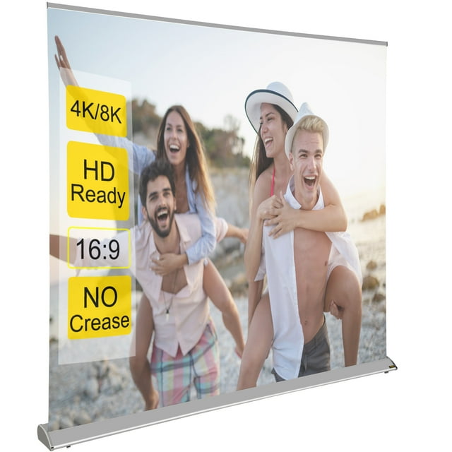 VEVOR Manual Pull Up Projector Screen 110inch 16:9 Projector Screen Free Standing 4K/8K, Portable Floor-Rising Projection Screen Ultra HDR with Storage Bag for Home Backyard Theater Office