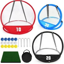 AuntyFey Golf Chipping Net, 3 Pcs Pop-Up Golf Practice Net for Backyard with 3 Targets, 15 Balls, 1 Hitting Mat, 1 Storage Bag