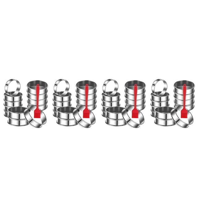 48Pack English Muffin Rings 3.15 Inch Crumpet Rings Stainless Steel Double Rolled Tart Rings, Cooking Pastry Ring Molds