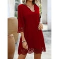 thumbnail image 2 of Women'S Casual T Shirt Dress Summer 3/4 Length Sleeve Hollow Swing Dresses Red M, 2 of 8