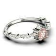 thumbnail image 2 of Dazzling Boho & hippie 1.25 Carat Round Morganite And Diamond Moissanite Engagement Ring, Wedding Ring in 925 Sterling Silver With 18k White Gold Plating, Affordable Gift, Promise Ring, Anniversary, 2 of 3