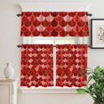 thumbnail image 2 of 3 Piece Kitchen Curtains and Valances Set Red Fish Scale Cafe Curtains 36 Inch Length Modern Geometric Ombre Abstract Moroccan Valance & Tier Curtain for Living Room Bedroom Window 54"x18"+27"x36"*2, 2 of 6