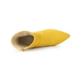 thumbnail image 4 of BLISSFUL STEP Women's Ankle Boots Slouch Pointy Toe Chunky Heel Side Zip Faux Suede Booties Yellow 7, 4 of 7