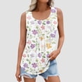 thumbnail image 2 of Women's Plus Size Tank Tops Floral Print Crew Neck Pleated Sleeveless Shirts Summer Casual Loose Tunic Tops (4XL, Multicolor 2), 2 of 6