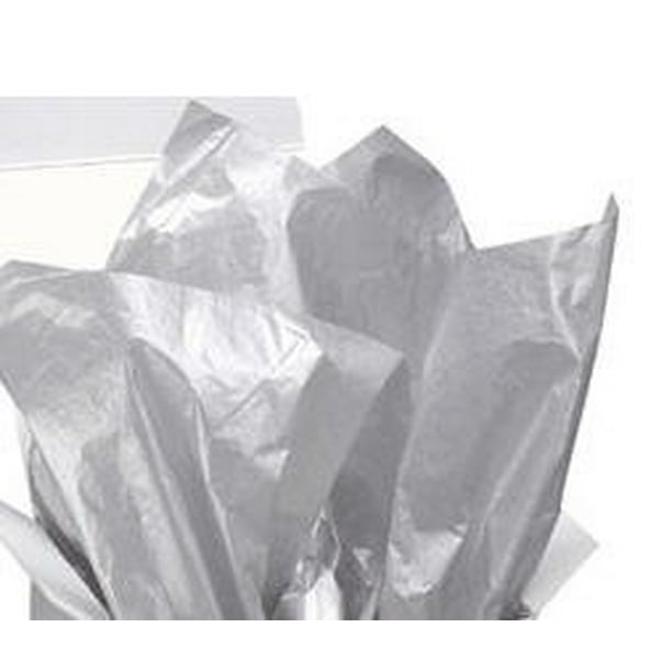 Silver Metallic Gift Wrap Pom Pom Tissue Paper 24ct