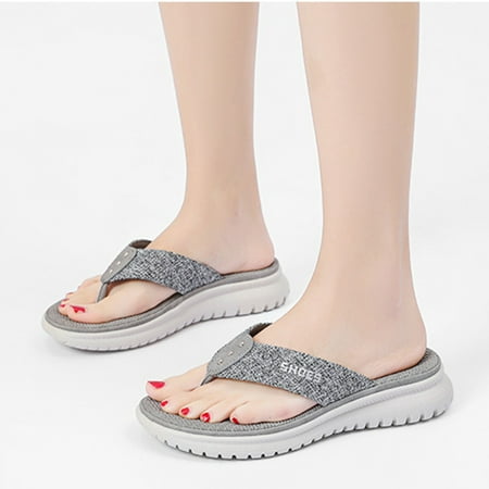 

Cathalem Women Fashion Thickened Non Slip Beach Summer Comfortable Walking Flip Flop Diamond Sandals for Women Grey 8
