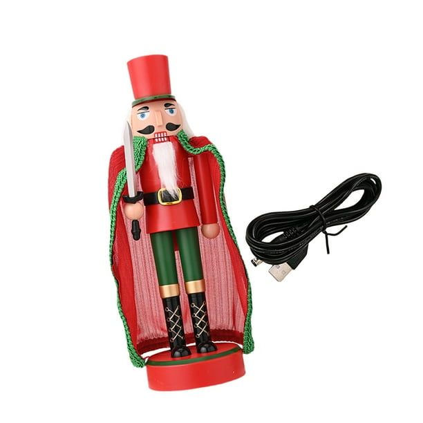 Figura de cascanueces navideño, iluminada con luces, figura de mesa, 28,5 cm Rojo