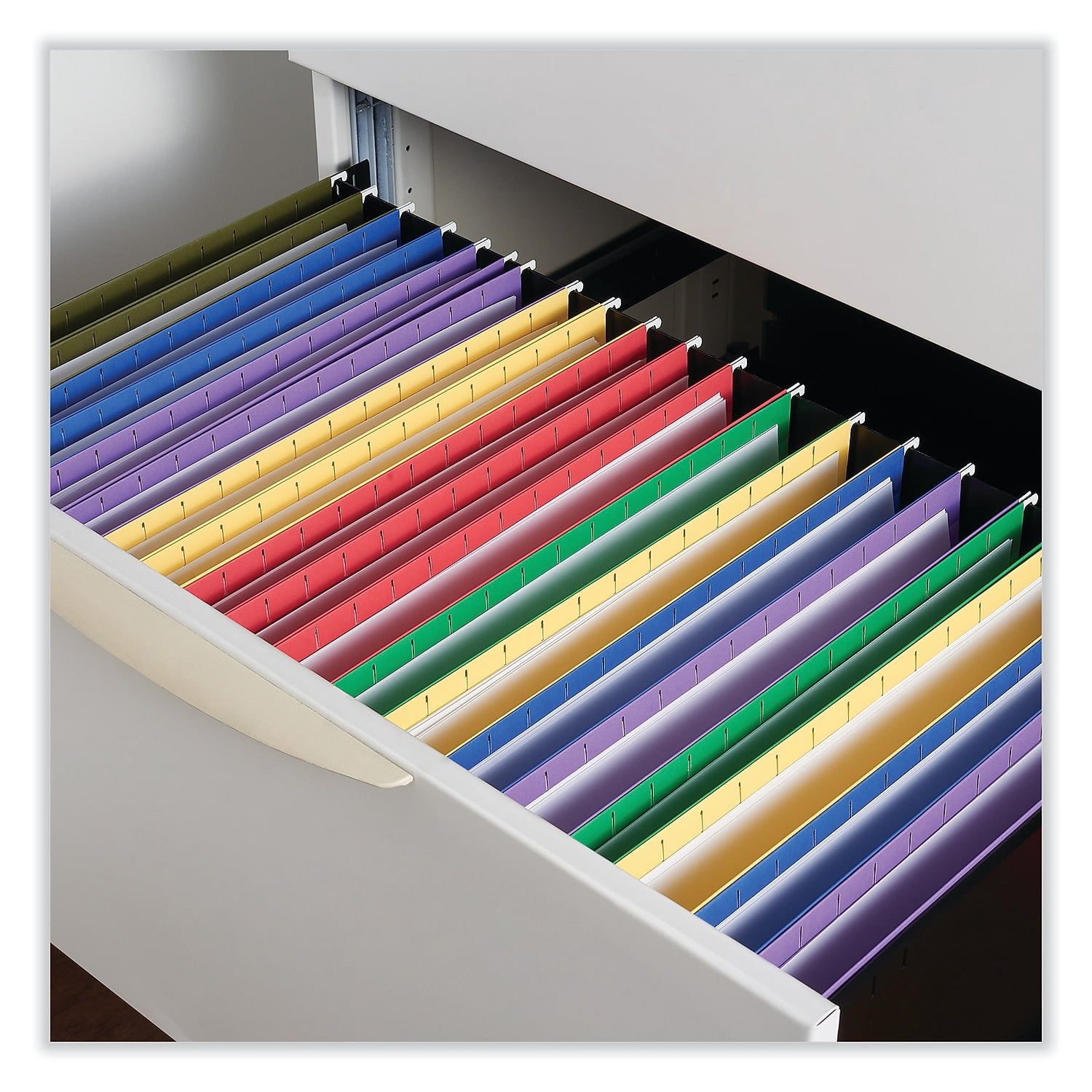 Universal Deluxe Bright Color Hanging File Folders, Legal Size, 1/5-Cut Tab, Red, 25/Box -UNV14218