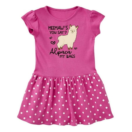 

Inktastic Meemaw s You Say Alpaca My Bags Gift Toddler Girl Dress