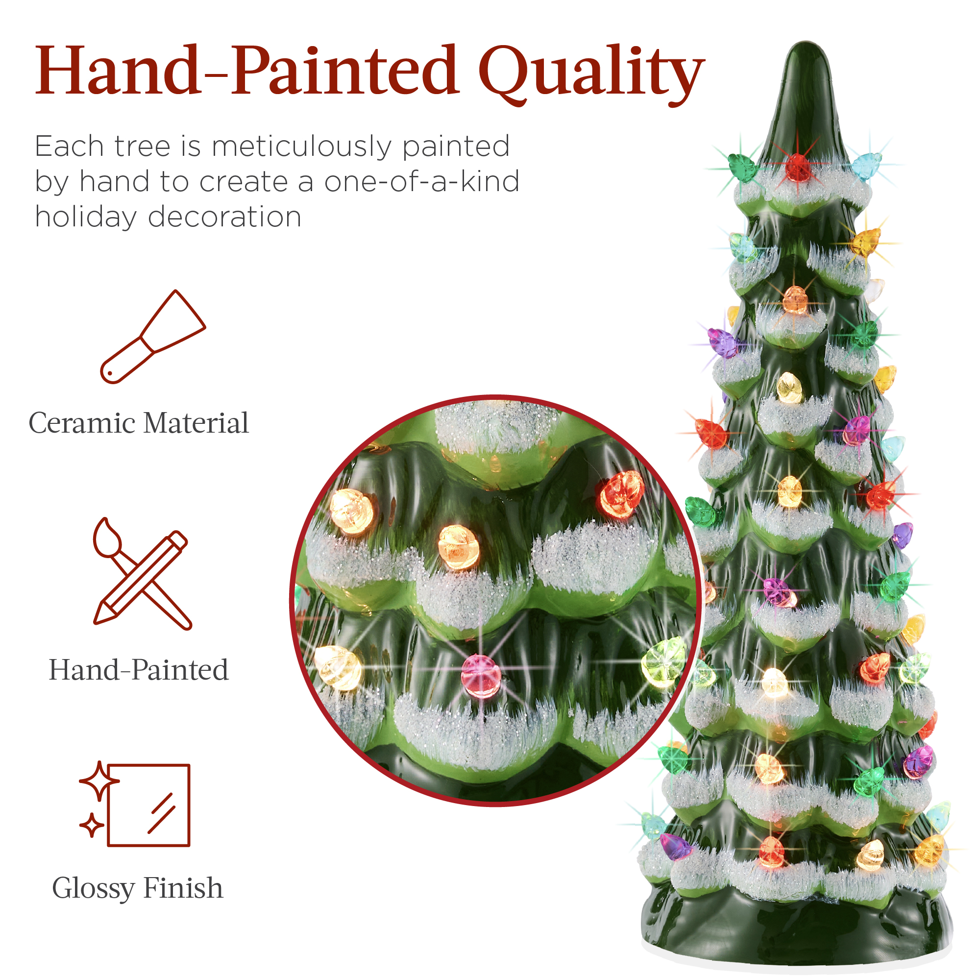 Best Choice Products 3-Piece Pre-Lit Ceramic Christmas Tree Set photo 2