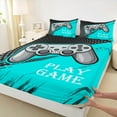 thumbnail image 3 of Feelyou Modern Game Console Bed Sheets, Cyan Artwork Graffiti King Sheets, Teens Kids Boys Girls Sheet Set, Luxury Bedroom Decor, 4pcs, 3 of 7