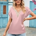 thumbnail image 4 of SWSMCLT Women's V Neck T Shirt Sexy Shirt Summer Batwing Sleeve Work Thin Soft Fashion Loose Spandex Tee Pink XX-Large, 4 of 4