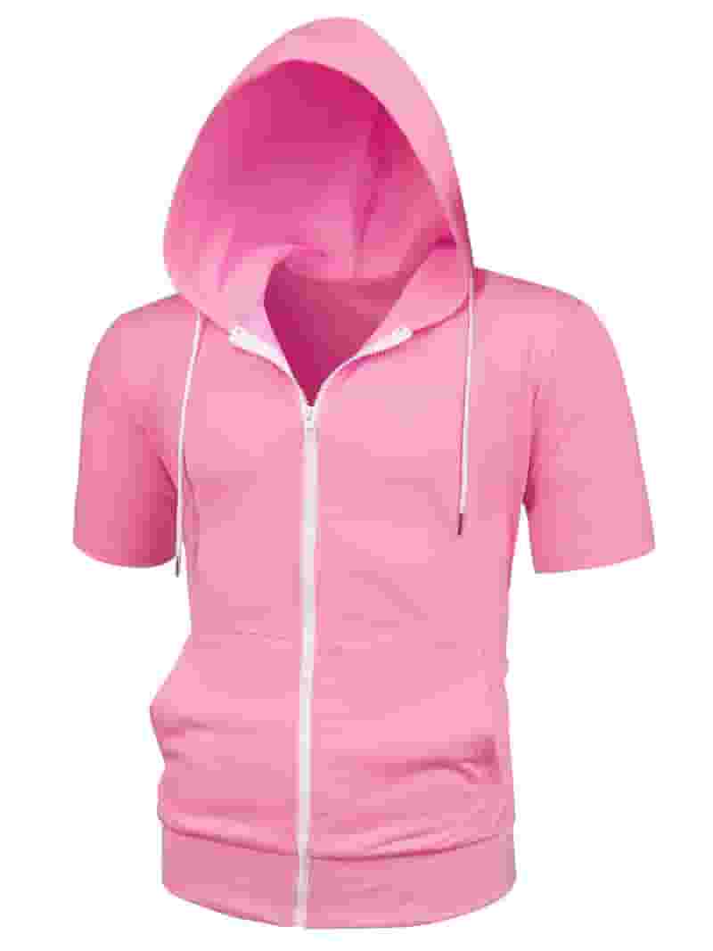 セール 一番安い Unique Bargains Men's Short Sleeve Solid Color Zip Up Sport Clothing
