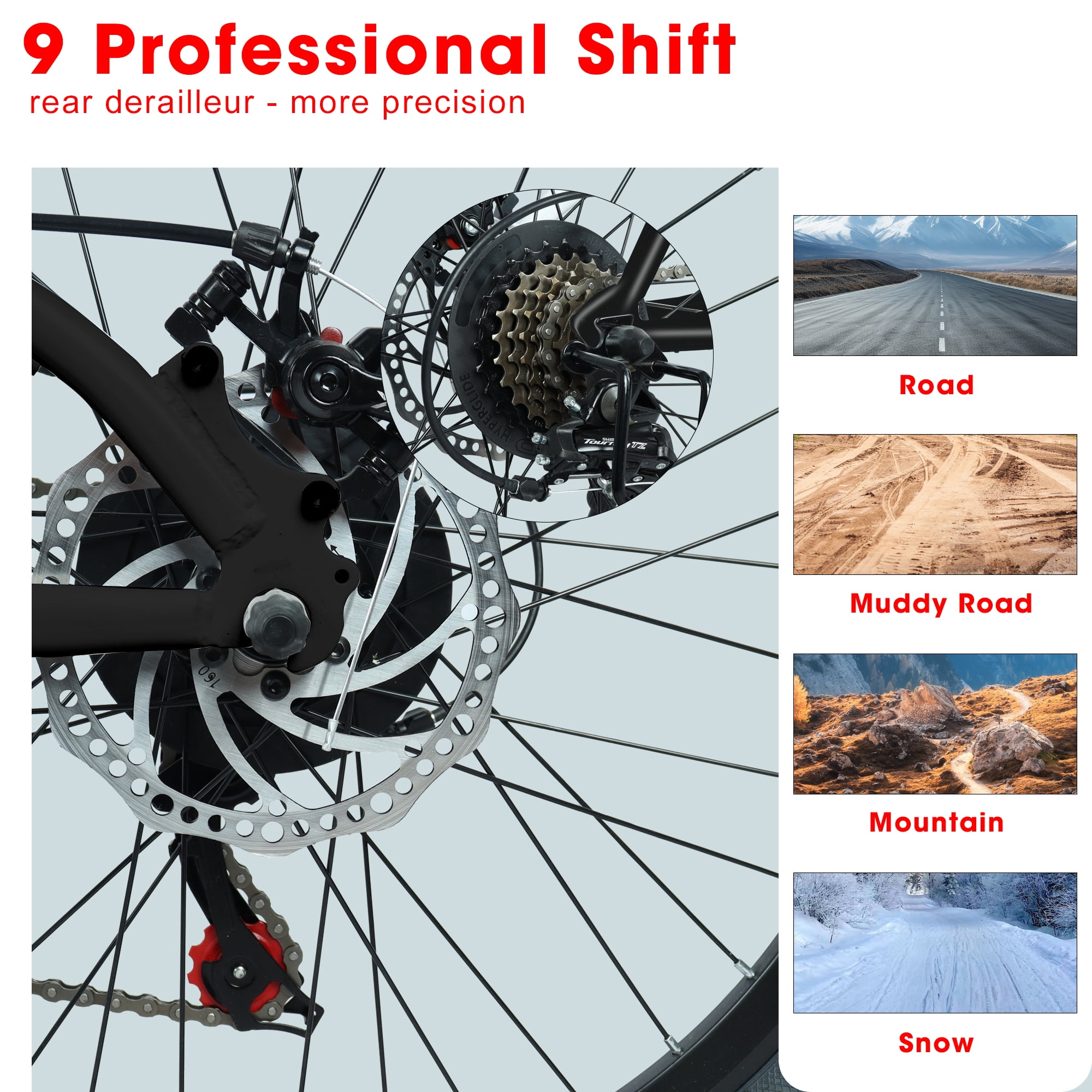 Ambifirner Mountain Bike, 24 Inch Men Bicycle w/ 21-Speed Drivetrain, Front Suspension Fork, Dual Disc Brakes, Adjustable Seat, Outdoor Cycling Bike