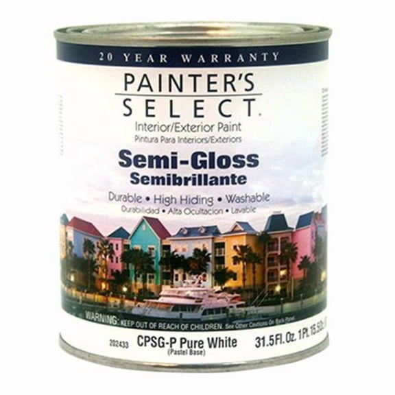 CPSGP Painters Select Quart Pastel Base Tintable White Interior Exterior Semi-Gloss Acrylic Latex Paint