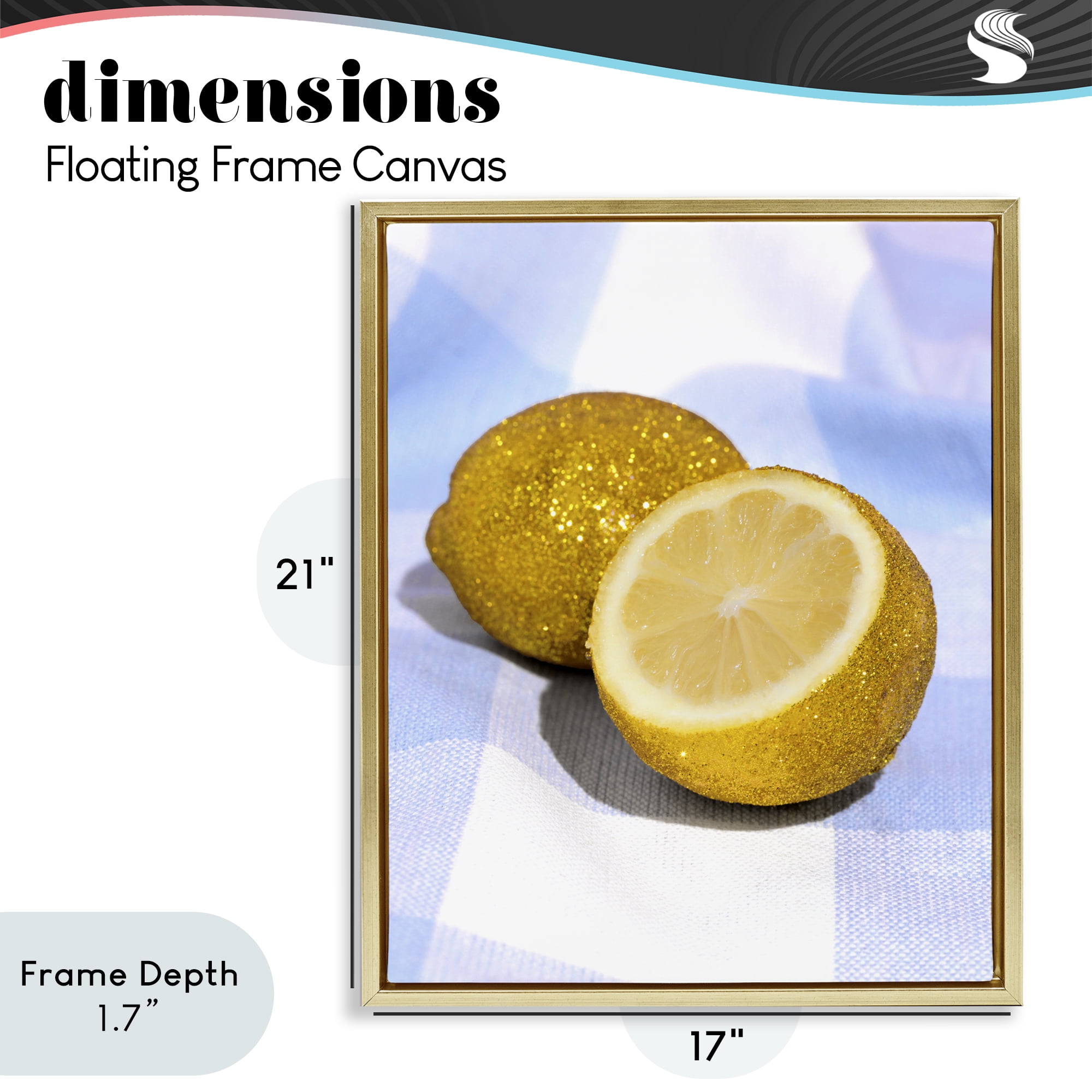 Stupell Industries Glimmer Lemon on Blue Gold Framed Floater Canvas Wall Art, design by LISH Creative