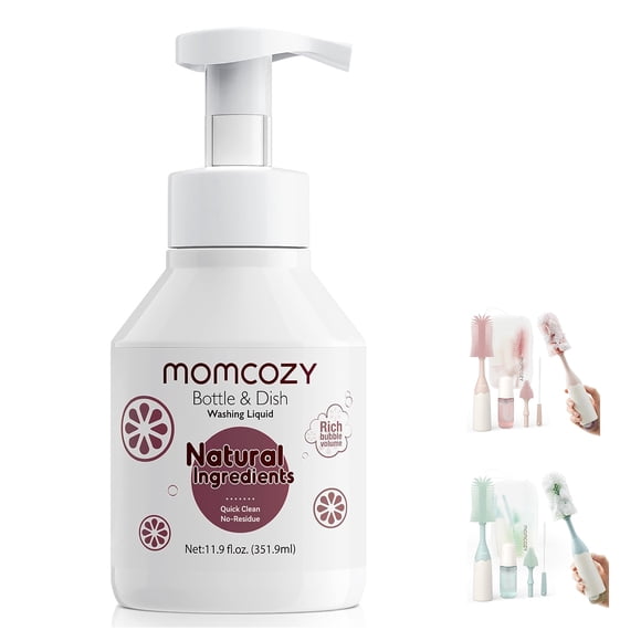 Momcozy Líquido Limpiador para Cepillos de Biberones, Compatible con el Juego de Cepillos para Biberones Momcozy LS002, 351.9 ml 1 Botella