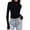 Black, variant on Ekouaer Turtleneck Shirt Women Ruffle Ribbed Long Sleeve Mock Neck Tops Slim Fit Lettuce Trim Base Layer