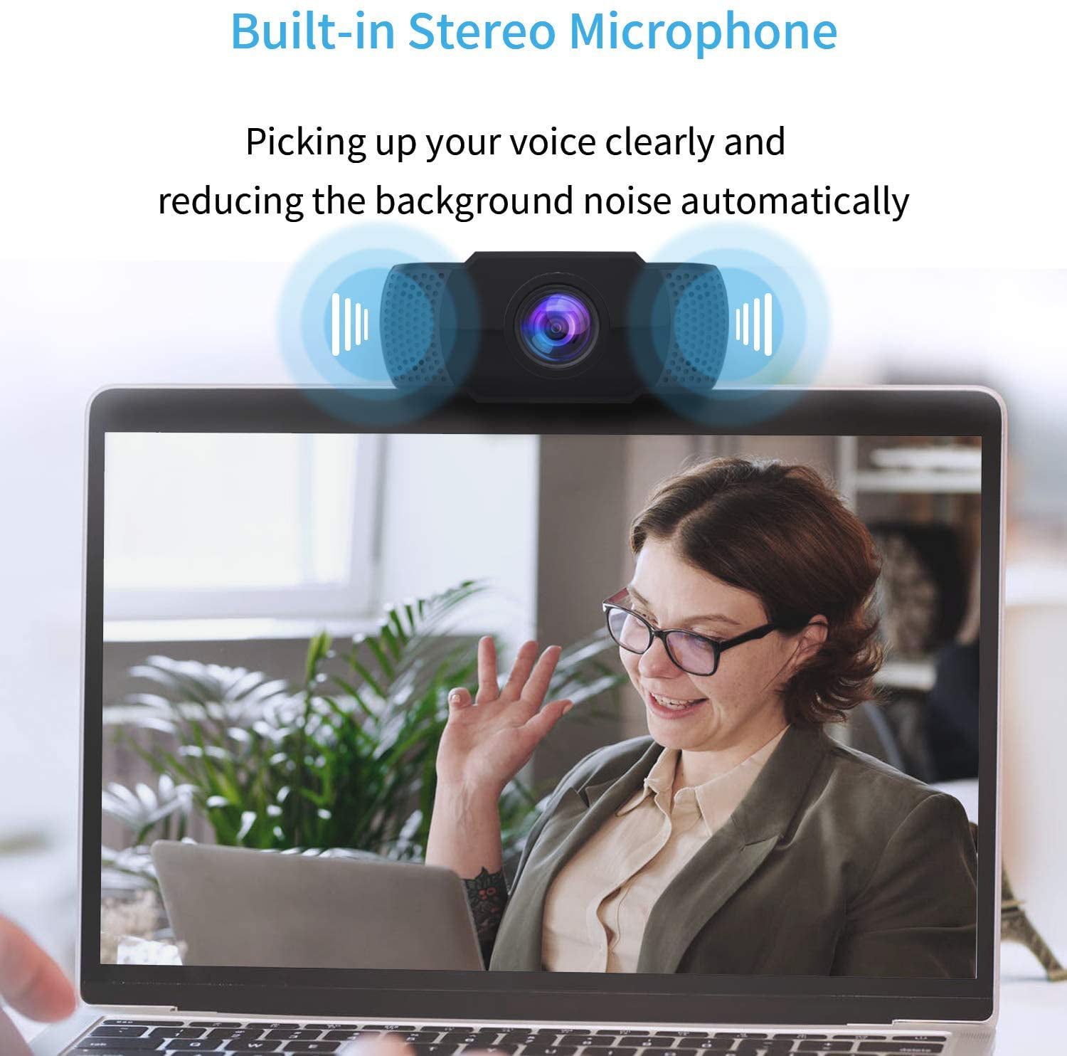 Isincer Full HD 1080P Streaming Webcam with Mikrofon für PC Laptop Mac Plug-and-Play Webcam USB mit Autofokus und Weitwinkel 