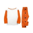 thumbnail image 4 of Family Holiday Spooky Halloween Pajamas Set Long Sleeve Crewneck Shirt and Pants Pumpkin Face Print Loungewear Outfits, 4 of 5