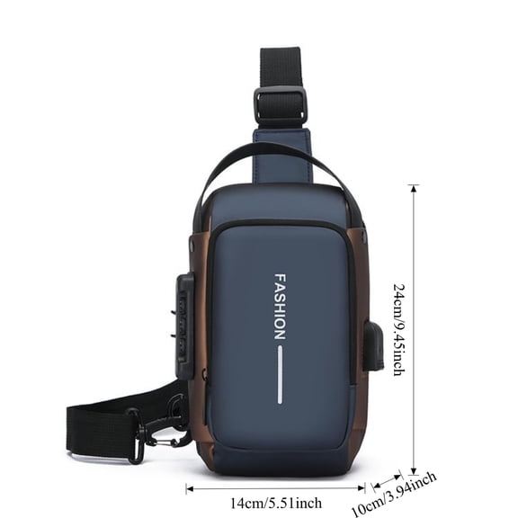 Eyucdvc Anti‑Theft Hard Shell Sling Bag for Men, Lightweight Waterproof Crossbody Chest Pack with Combination Lock for Travel, Hiking & Daily Use
