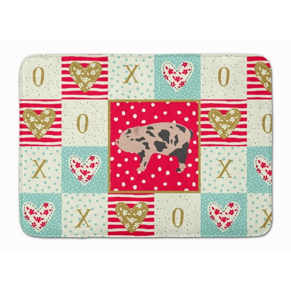 Carolines Treasures CK5362RUG Mini Miniature Pig Love Machine Washable Memory Foam Mat Red 19 X 27" multicolor