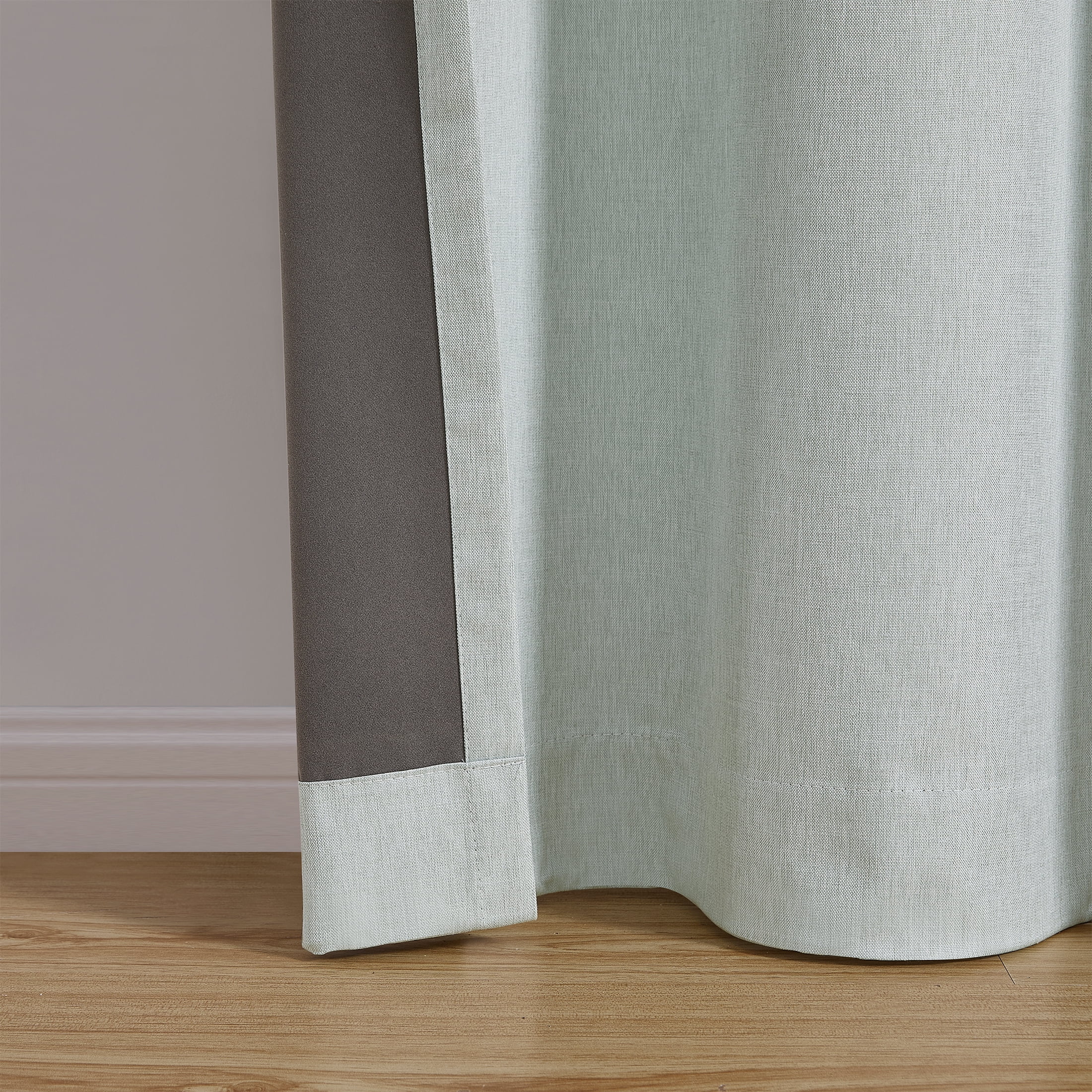 Mainstays Iris Linen Look 100% Blackout Curtain Panel Pair, Set of 2 Room Darkening Drapes for Bedroom, Green, 37"W x 63"L