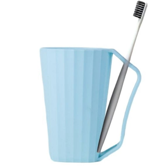 Fmxomd Vertical Stripe Drinking Cup, Toothbrush Tumbler Holder, Bathroom Mouthwash Cup, 900ML, PP Plastic Material Anti-Drop Toothbrush Cup (Light Blue)